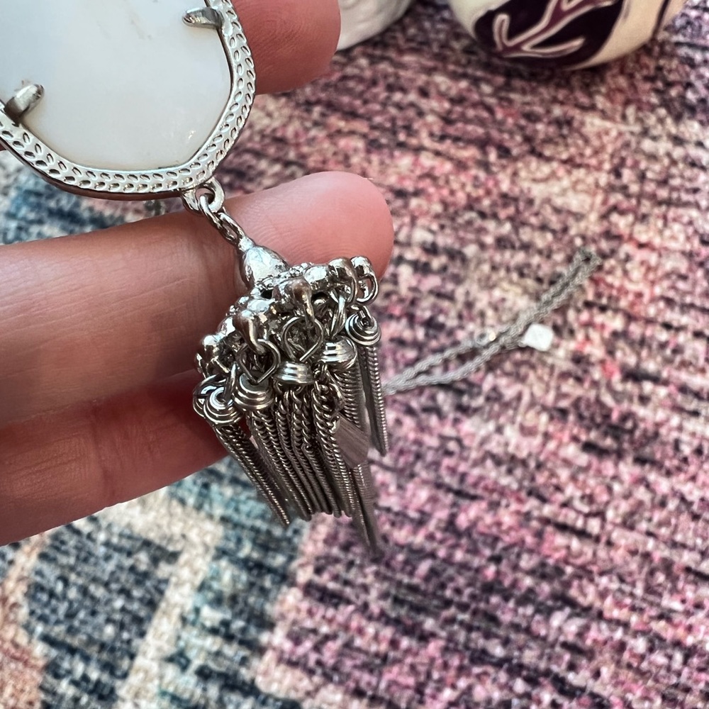 Kendra Scott silver and white intarsia